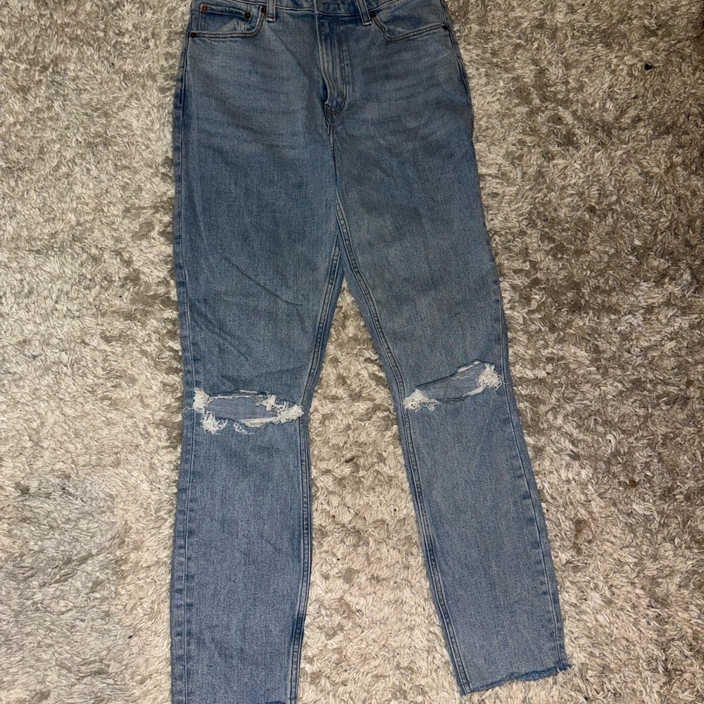 Abercrombie & Fitch Light Blue Distressed Skinny Jeans